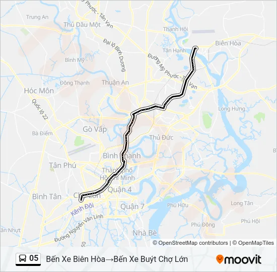 Bản đồ Tuyến 05 xe buýt