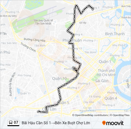 Bản đồ Tuyến 07 xe buýt