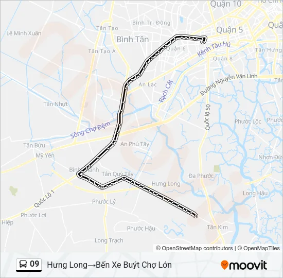 Bản đồ Tuyến 09 xe buýt