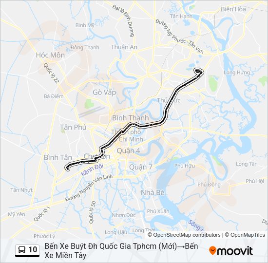 Bản đồ Tuyến 10 xe buýt