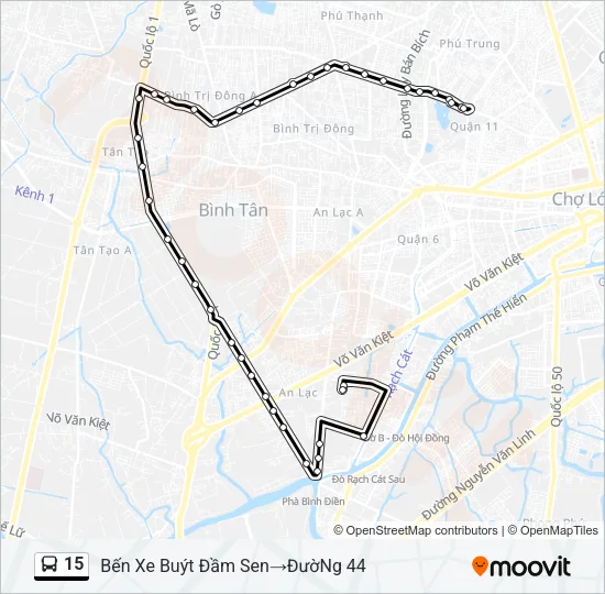 Bản đồ Tuyến 15 xe buýt