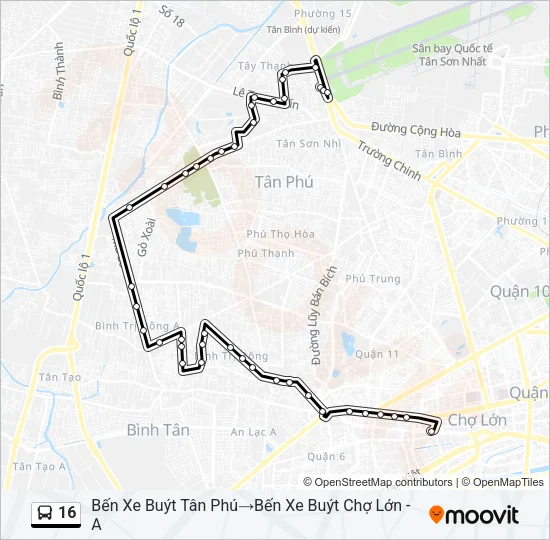 16 Bus Line Map