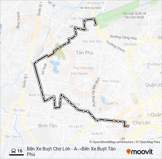 16 Route Schedules Stops And Maps Bến Xe Buýt Chợ Lớn A‎→bến Xe Buýt Tân Phú Updated 0612