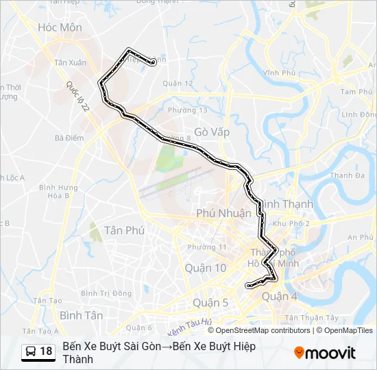 Bản đồ Tuyến 18 xe buýt