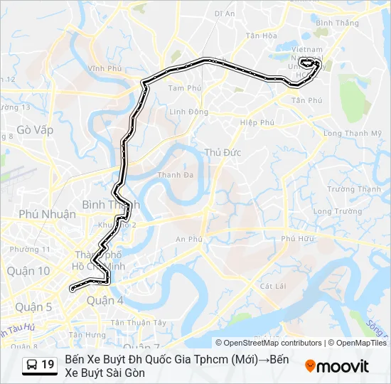 Bản đồ Tuyến 19 xe buýt