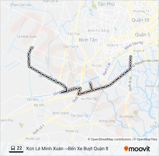 Bản đồ Tuyến 22 xe buýt