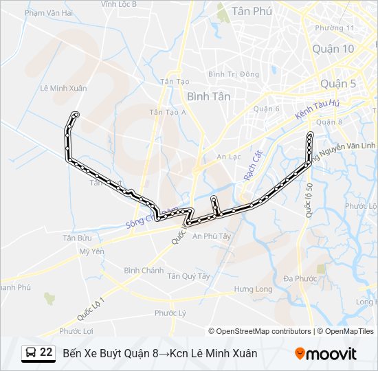 Bản đồ Tuyến 22 xe buýt