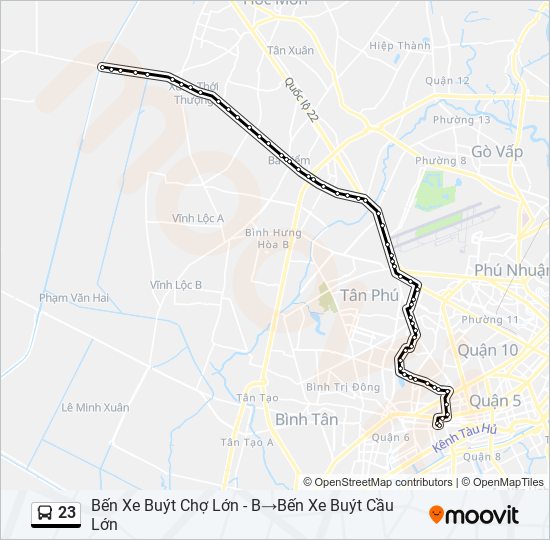 Bản đồ Tuyến 23 xe buýt