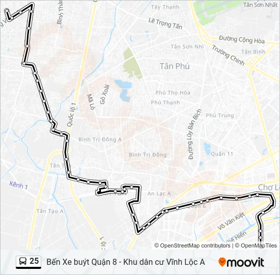 Bản đồ Tuyến 25 xe buýt
