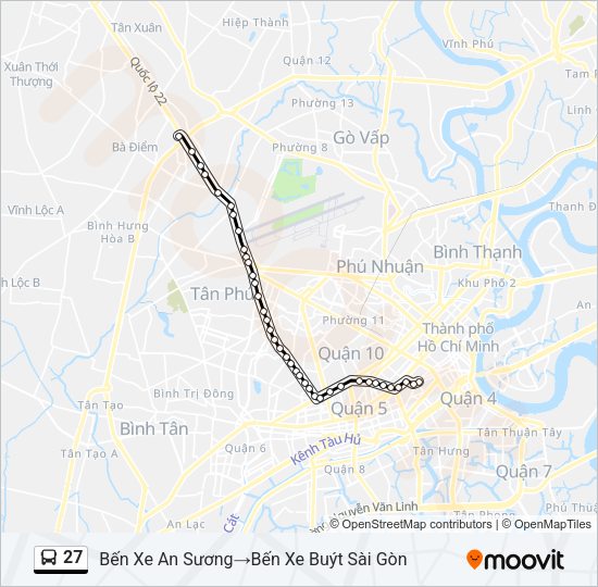 Bản đồ Tuyến 27 xe buýt