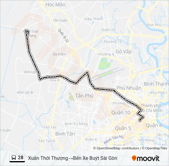 Bản đồ Tuyến 28 xe buýt