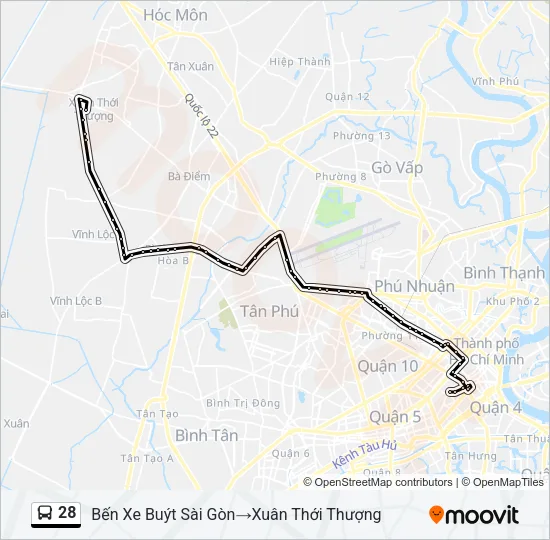 Bản đồ Tuyến 28 xe buýt