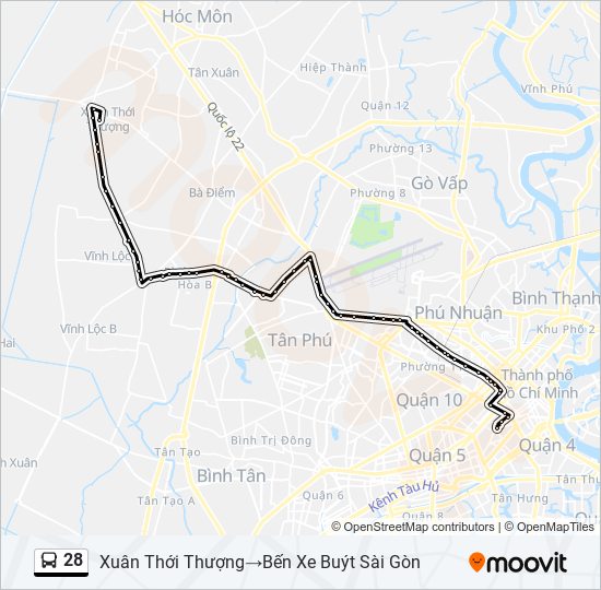 28 bus Line Map