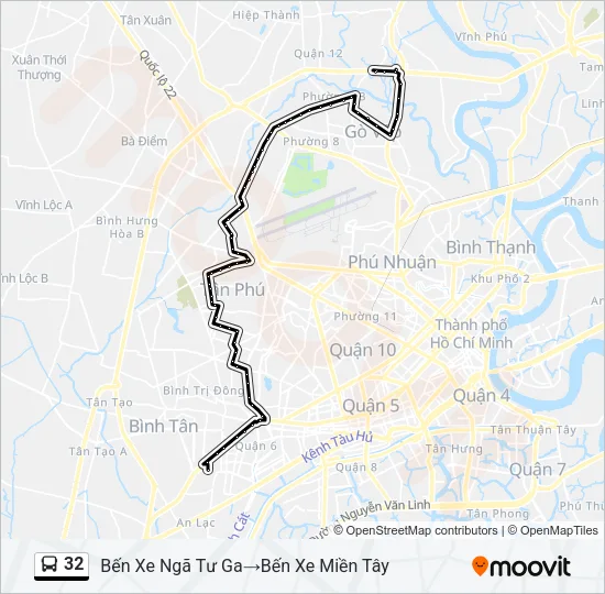Bản đồ Tuyến 32 xe buýt