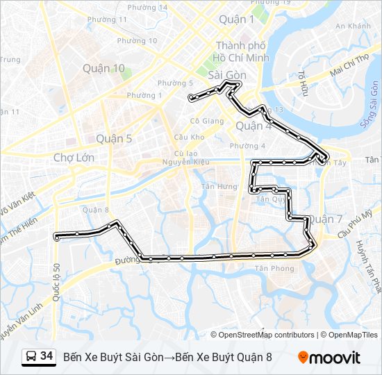 34 bus Line Map