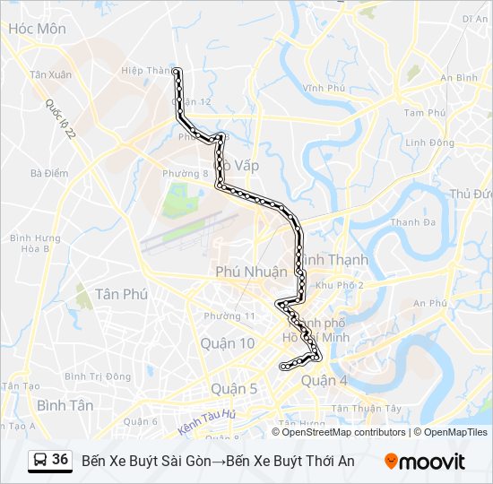 Bản đồ Tuyến 36 xe buýt