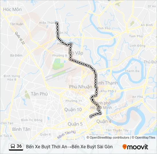 Bản đồ Tuyến 36 xe buýt