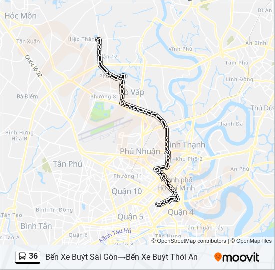 Tuyến 36: Lịch trình, Điểm dừng & Bản đồ - Bến Xe Buýt Sài Gòn ...