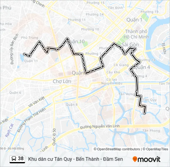 Bản đồ Tuyến 38 xe buýt