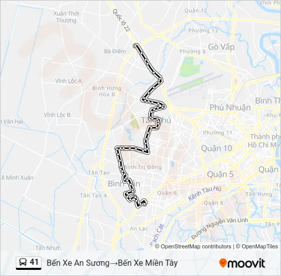 Bản đồ Tuyến 41 xe buýt