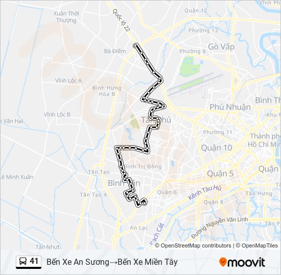 41 Route: Schedules, Stops & Maps - Bến Xe An Sương‎→Bến Xe Miền Tây ...