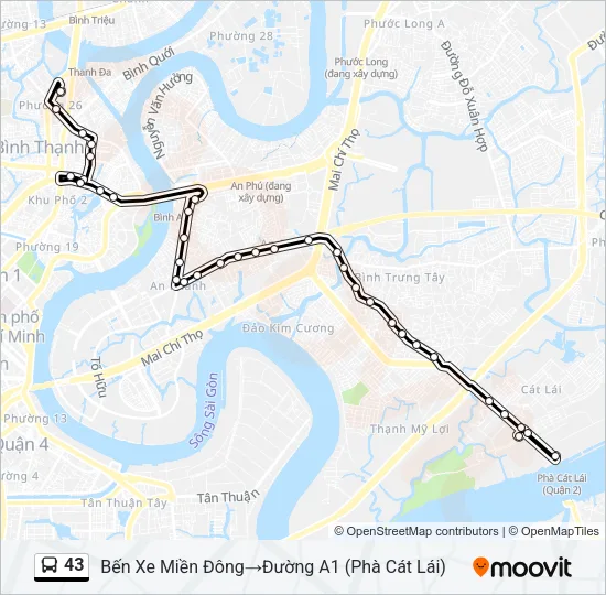 Bản đồ Tuyến 43 xe buýt