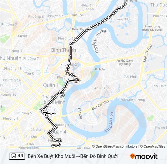 Bản đồ Tuyến 44 xe buýt