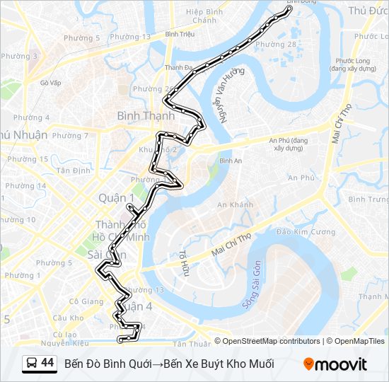 44 bus Line Map