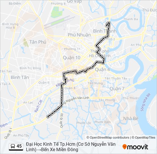 45 bus Line Map