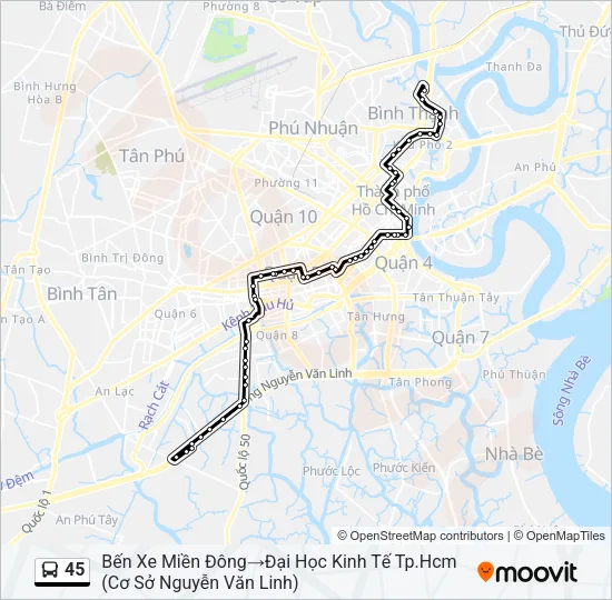 45 Bus Line Map