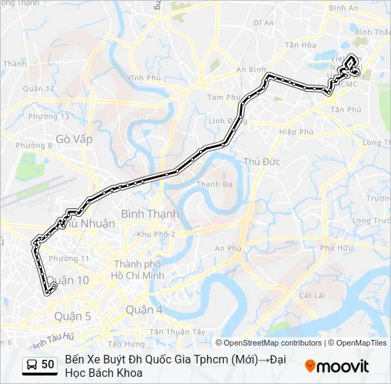 Bản đồ Tuyến 50 xe buýt