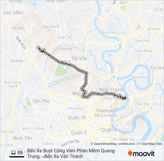 Bản đồ Tuyến 55 xe buýt