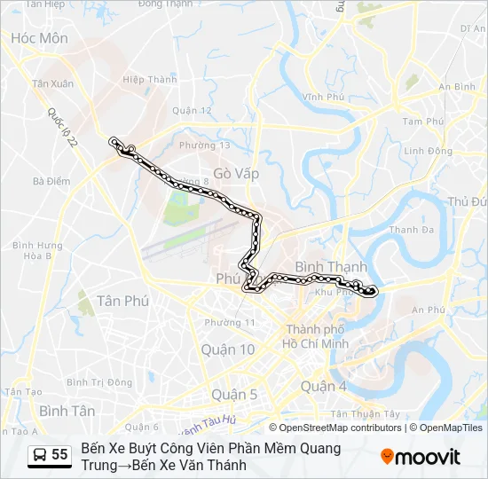 55 Bus Line Map