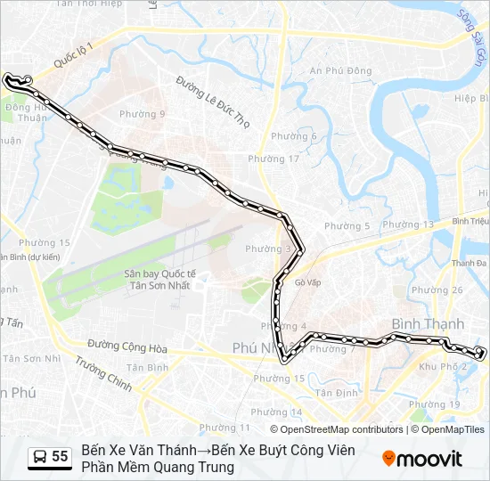 Bản đồ Tuyến 55 xe buýt