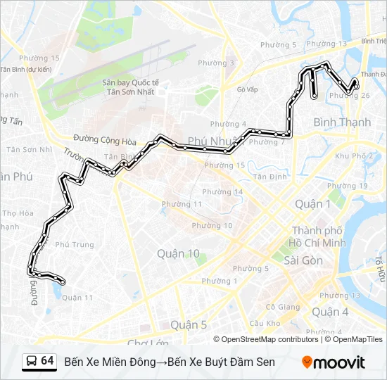 Bản đồ Tuyến 64 xe buýt