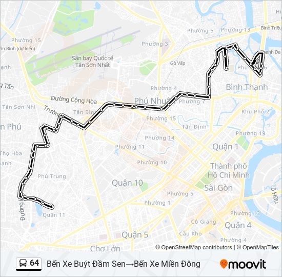 64 Route: Schedules, Stops & Maps - Bến Xe Buýt Đầm Sen‎→Bến Xe Miền Đông  (Updated)
