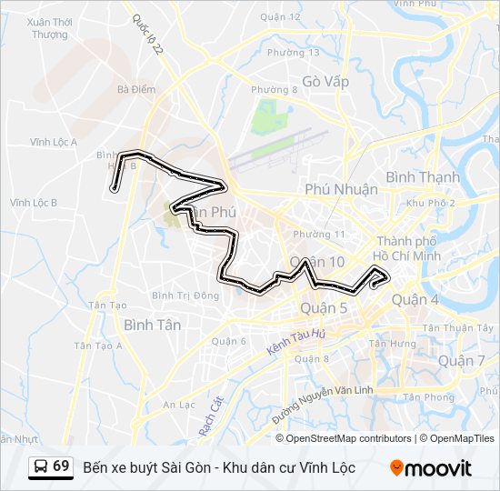 Bản đồ Tuyến 69 xe buýt