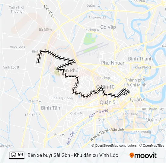 Bản đồ Tuyến 69 xe buýt