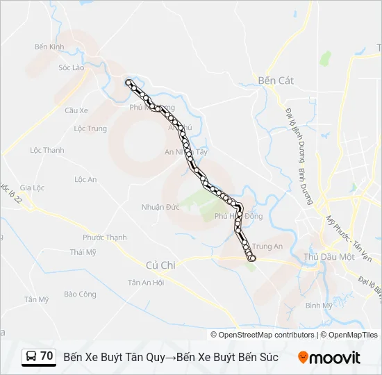 70 Bus Line Map