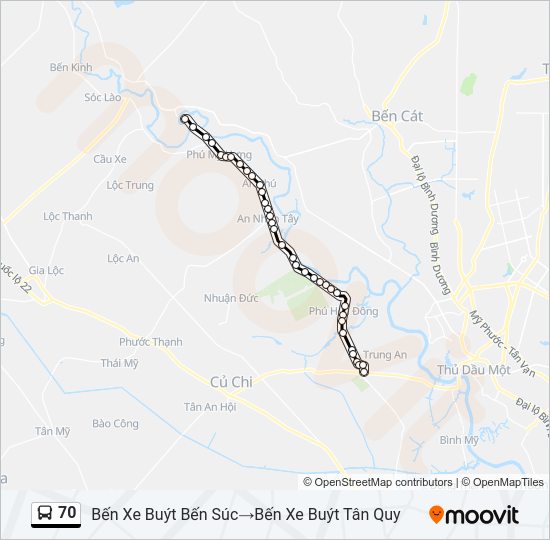 Bản đồ Tuyến 70 xe buýt