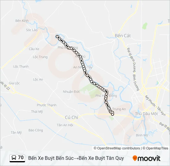 70 Bus Line Map