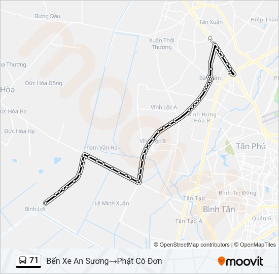 Bản đồ Tuyến 71 xe buýt