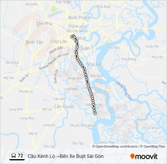 72 Bus Line Map