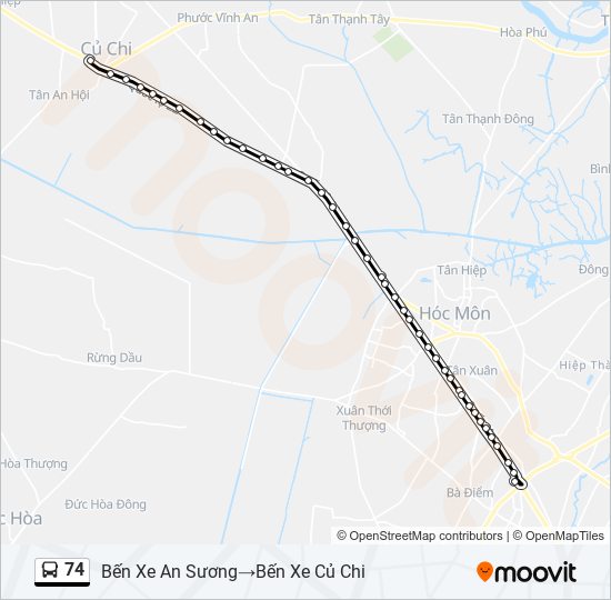 Bản đồ Tuyến 74 xe buýt