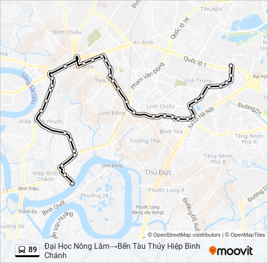 Bản đồ Tuyến 89 xe buýt