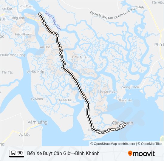 90 bus Line Map