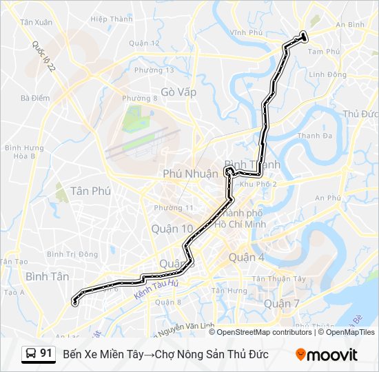 91 Route: Schedules, Stops & Maps - Bến Xe Miền Tây‎→Chợ Nông Sản Thủ ...