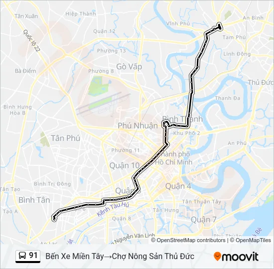 91 Bus Line Map