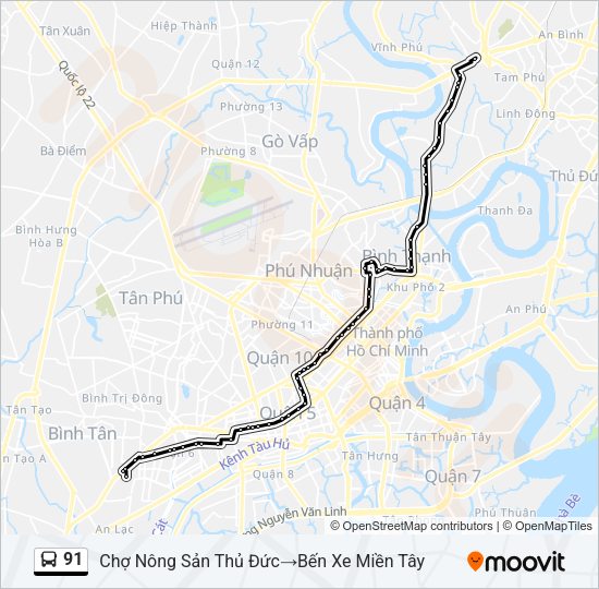 Bản đồ Tuyến 91 xe buýt