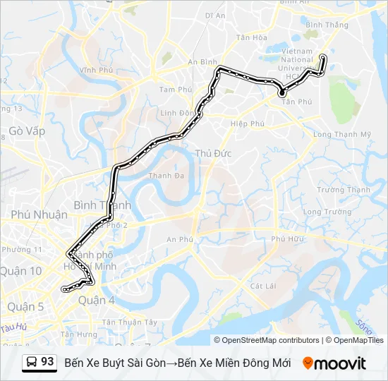Bản đồ Tuyến 93 xe buýt